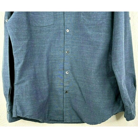 PD&C Men's Button Front Long Sleeve/Roll Up Shirt Size Medium Blue EUC - Picture 3 of 4